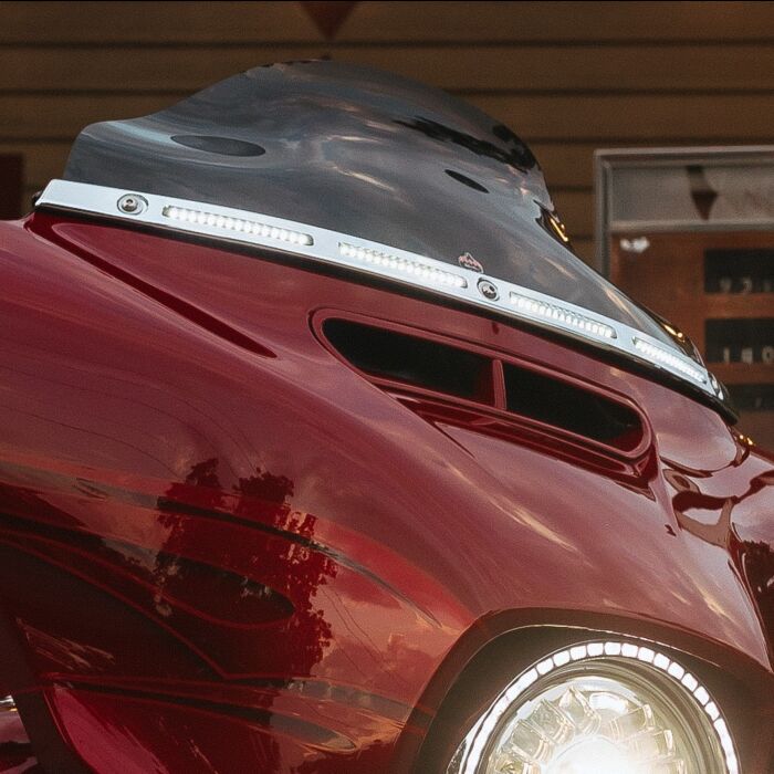 Batwing Fairing LED Windshield Trim with Auxiliary Turn Signals for Harley-Davidson Motorcycles