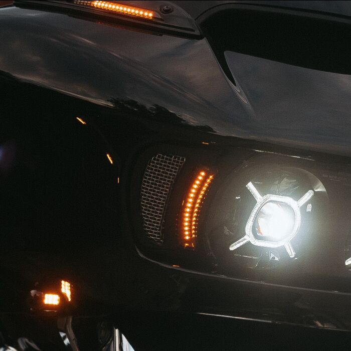 LED Fairing Vent Inserts with Auxiliary Turn Signal for Rushmore Road Glide