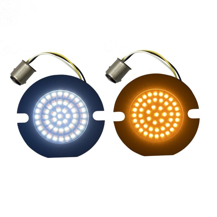 Genesis® 4 Solid Amber/White (Halo Free) LED Motorcycle Flat Turn Signal Inserts