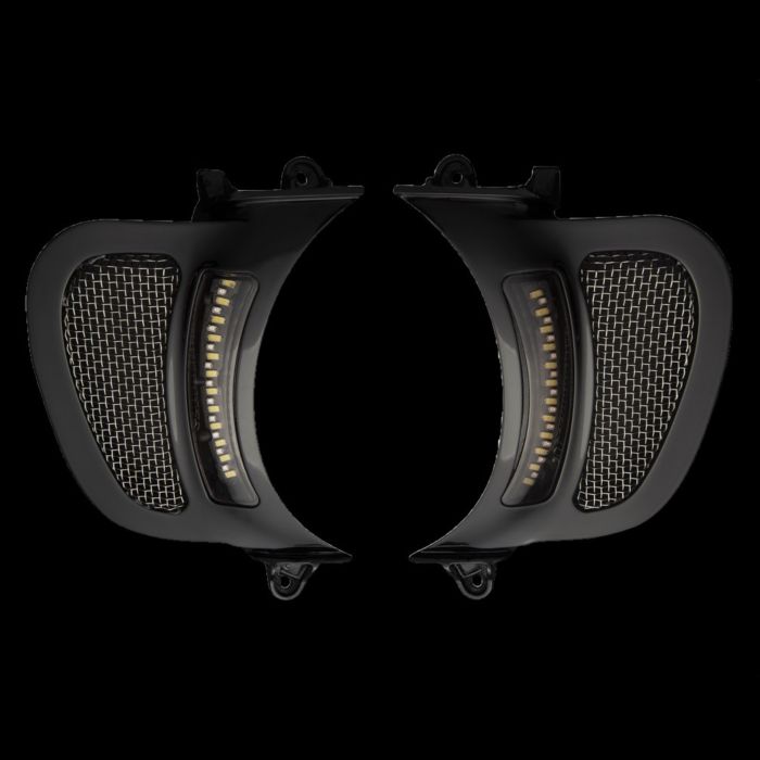 LED Fairing Vent Inserts with Auxiliary Turn Signal for Rushmore Road Glide