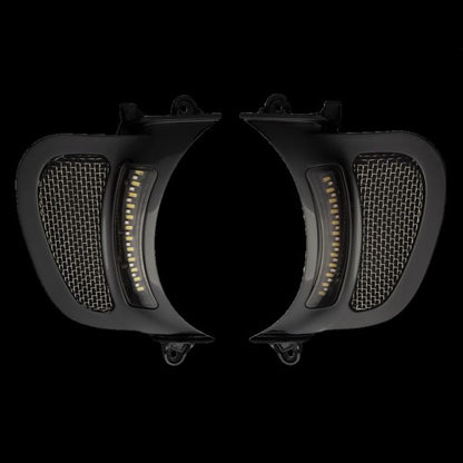 LED Fairing Vent Inserts with Auxiliary Turn Signal for Rushmore Road Glide