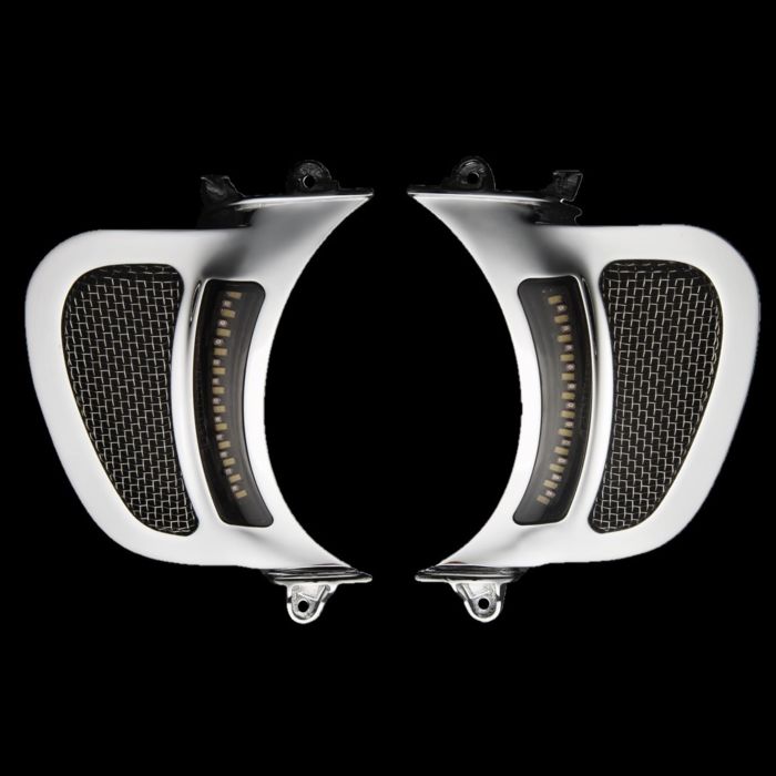 LED Fairing Vent Inserts with Auxiliary Turn Signal for Rushmore Road Glide