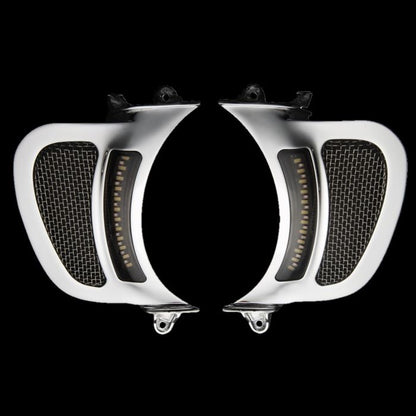 LED Fairing Vent Inserts with Auxiliary Turn Signal for Rushmore Road Glide
