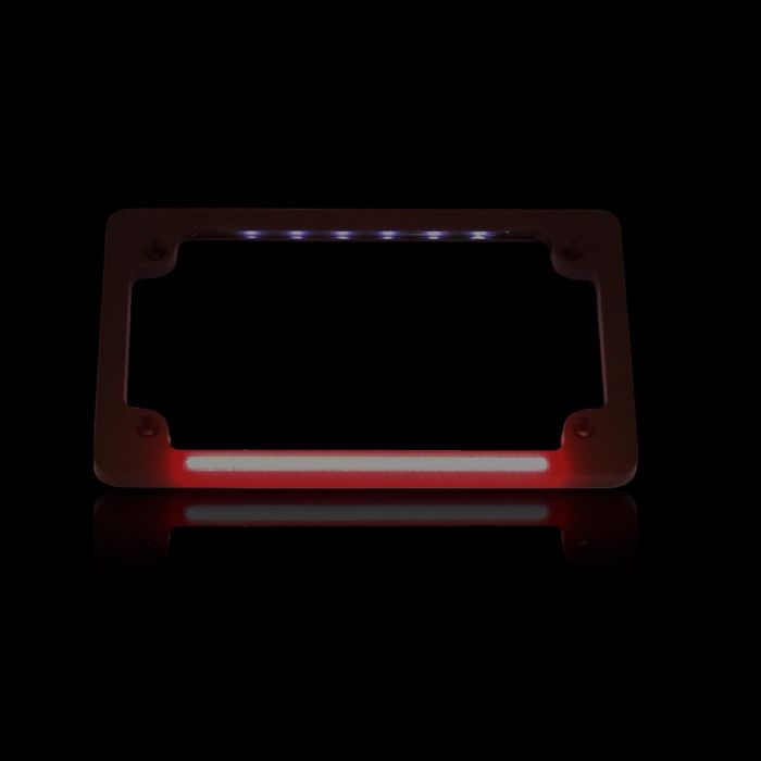 Horizontal Motorcycle LED Plate Frame with Auxiliary Run/Brake Light & Tag Illumination