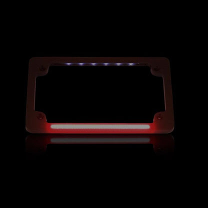 Horizontal Motorcycle LED Plate Frame with Auxiliary Run/Brake Light & Tag Illumination