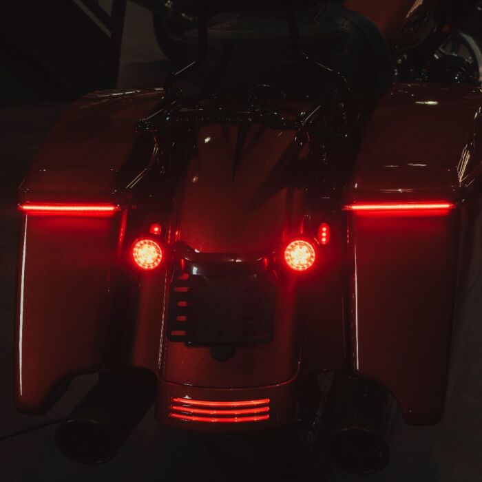 Low Profile Harley Saddlebag Lights with Standard Turn Signal Flash
