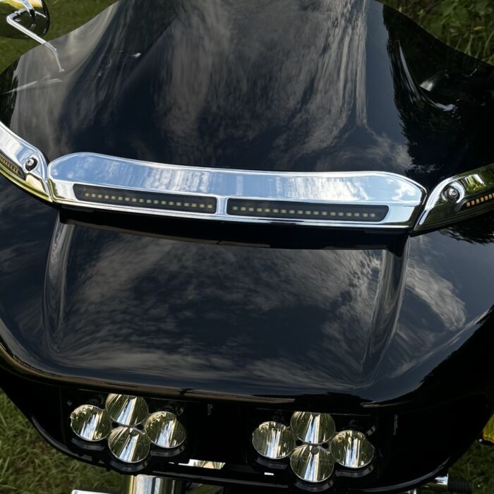 White DRL Center Windshield Trim for Rushmore Road Glide