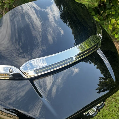 White DRL Center Windshield Trim for Rushmore Road Glide