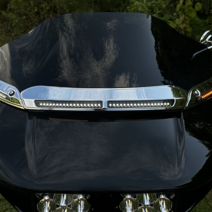 White DRL Center Windshield Trim for Rushmore Road Glide