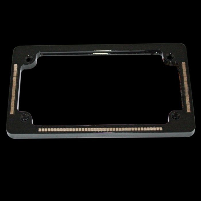Quad Horizontal or Radius Motorcycle Plate Frame with Auxiliary LEDs & Tag Illumination