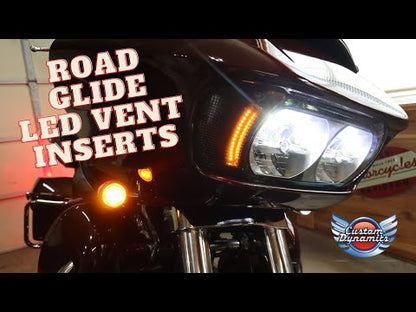 LED Fairing Vent Inserts with Auxiliary Turn Signal for Rushmore Road Glide