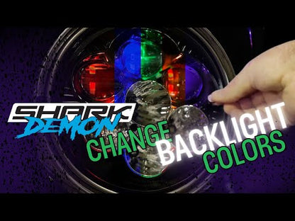 Shark Demon® 7” LED Headlight with Backlight for Harley Touring & 1984-2017 FL Softail Motorcycles