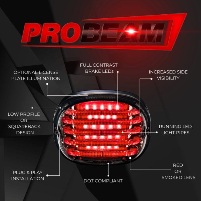 ProBEAM® Squareback Run & Brake Motorcycle LED Taillight