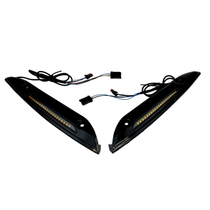 LED Windshield Trim with Auxiliary Turn Signals for Rushmore Road Glide