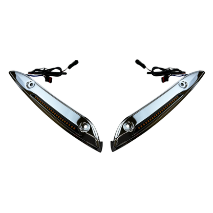 LED Windshield Trim with Auxiliary Turn Signals for Rushmore Road Glide