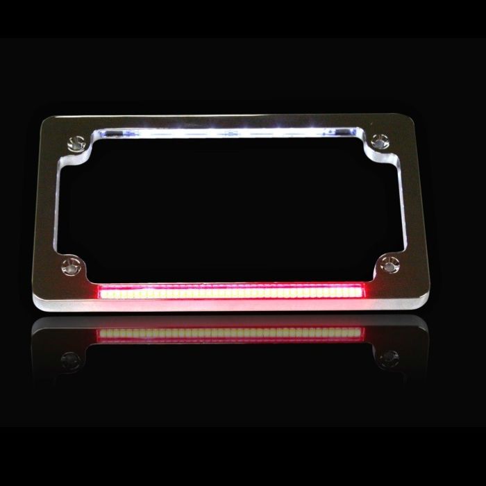 Horizontal Motorcycle LED Plate Frame with Auxiliary Run/Brake Light & Tag Illumination