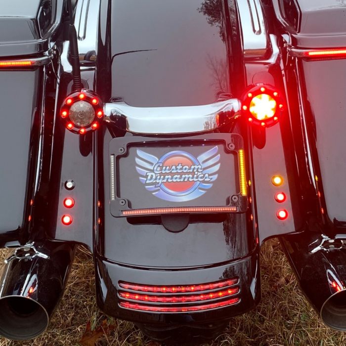 Radius License Plate Frame with Auxiliary LEDs for 1996-2013 Harley-Davidson® Motorcycles