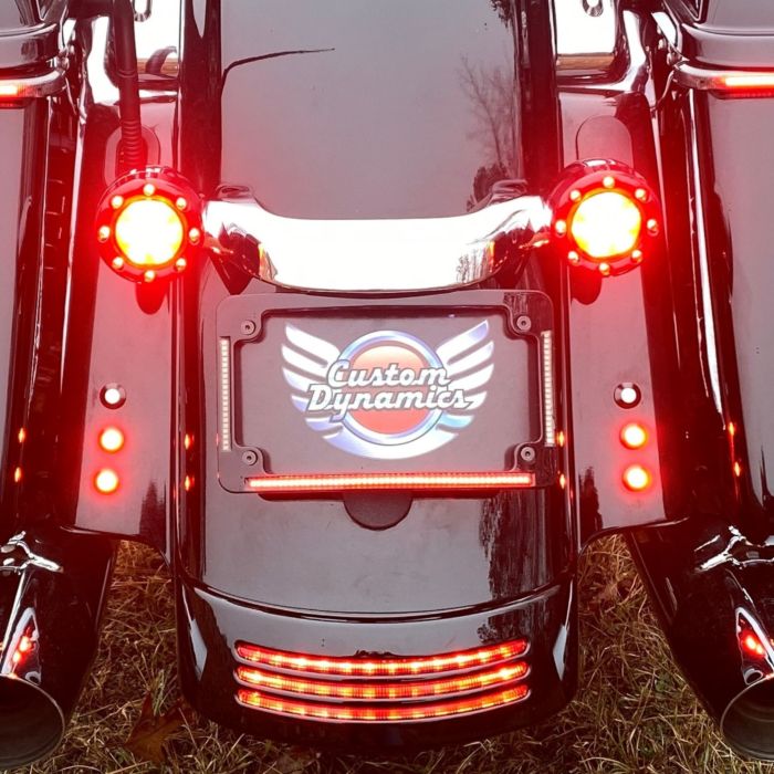 Radius License Plate Frame with Auxiliary LEDs for 1996-2013 Harley-Davidson® Motorcycles