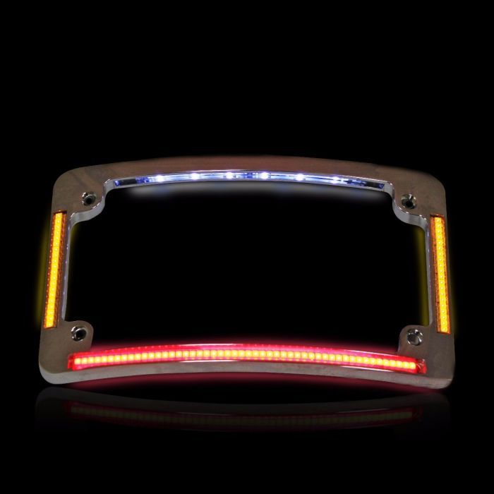 Radius License Plate Frame with Auxiliary LEDs for 1996-2013 Harley-Davidson® Motorcycles