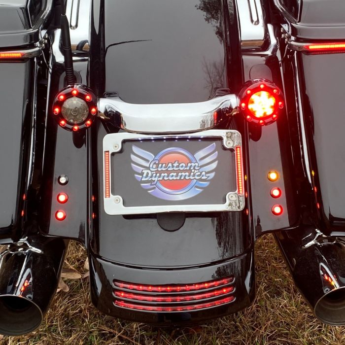 Tri-Radius Auxiliary LED License Plate Frame for Harley-Davidson® Motorcycles